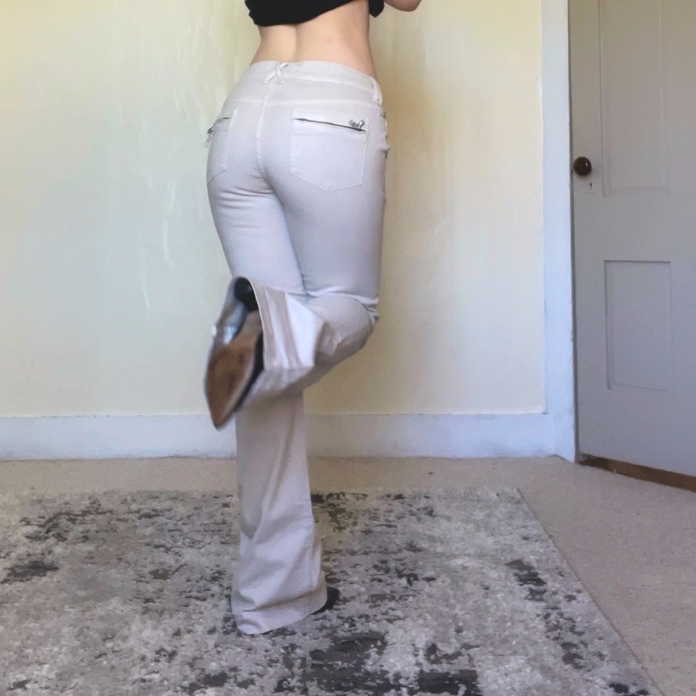 Pilcro And The Letterpress Vintage Slim Cream Ivory Y2K Jeans Flare Leg Casual - Picture 2 of 12